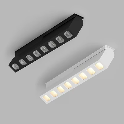 Black and White Linear Downlights and Spotlights with Multiple LED Lamps for Home Lighting 3d model