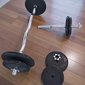 High Quality Durable Sports Equipment Dumbbell With Metal Bar And Black Weight Plates