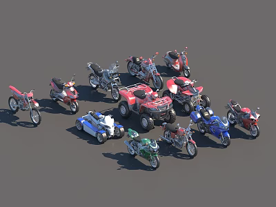 Diverse Collection Of Motorcycles In Various Colors And Styles On 3d model