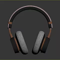 Modern Headphones With Gray Ear Cushions Pink Black Headband And Orange Accents