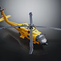 Highly Detailed Yellow Helicopter With Extended Rotors Sleek Fuselage And Dark Background