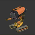Colorful Robot Design Featuring Orange Blue Body Green Eyes And Yellow Mechanical Arms With Tracks