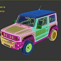 Lime Green Compact SUV With Black Roof Square Shaped Body And Silver Alloy Wheels