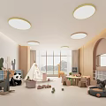 Modern Kindergarten Interior With Toys Circular Lights And Tree Decor 3d model