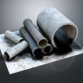Concrete Pipes In Various Sizes Stacked For Industrial Construction Applications