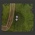 3D Terrain Model with Green Grass Dirt Trails and Circular Structures 3d model