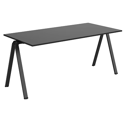 Modern Minimalist Office Table With Sleek Black Top And Sturdy Metal Legs Design 3d model