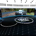 Commercial Equipment For Car Display Stage With Blue Lighting And Large Screen
