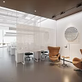 Modern Public Office Space With Open Layout White Desks And Wooden Bookshelves