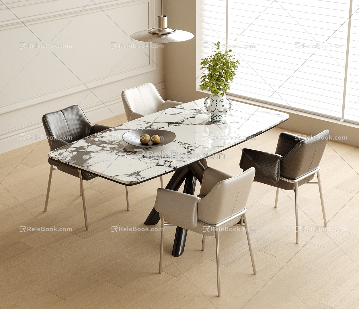 Modern Dining Table and Chair Combination Dining Chair Dining Table 3d model