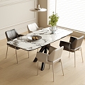 Modern Dining Table and Chair Combination Dining Chair Dining Table 3d model