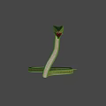 Mythical Green Horned Snake Character with Fanged Mouth and Scaled Body in Game and Movie