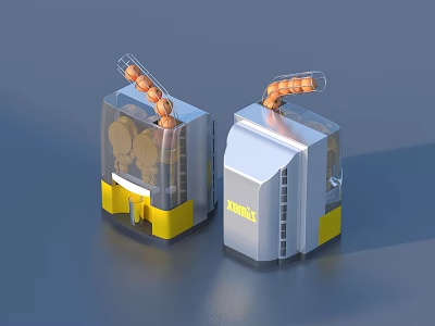 Coffee Dispenser Kitchen Appliance With Transparent Lid And Yellow Parts 3d model