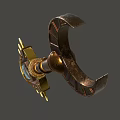 Ornate Golden Hilt Sword With Metallic Blade And Intricate Mechanical Details