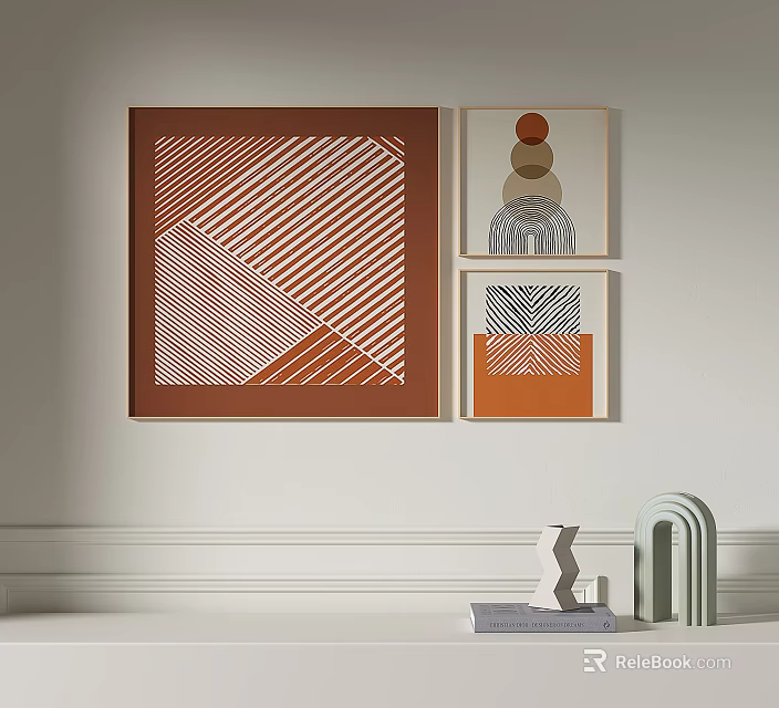Modern Wall Art With Geometric Patterns And Decorative Sculptures For Interior Decor 3d model
