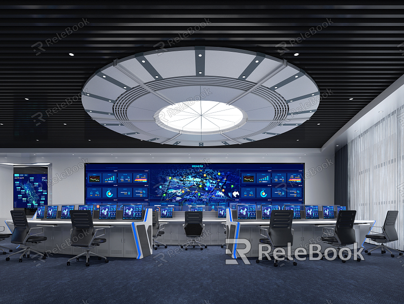 Modern Monitoring Room Command Operational Control Center model