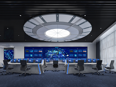 Modern Monitoring Room Command Operational Control Center 3d model