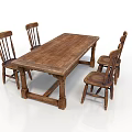 Wooden Dining Table Furniture with Four Rustic Wooden Chairs Classic Design For Home Dining Room