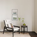 New Chinese-style Casual Sofa New Chinese-style Single-person Sofa New Chinese-style Side-table New Chinese-style Decorative Painting Vase Flower Art 3d model
