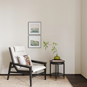 New Chinese-style Casual Sofa New Chinese-style Single-person Sofa New Chinese-style Side-table New Chinese-style Decorative Painting Vase Flower Art 3d model