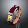 Stylish Red Leather Strap Wristwatch With Square Dial And Digital Screen