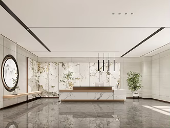 Modern Front Desk Company Lobby Front Desk 3d model