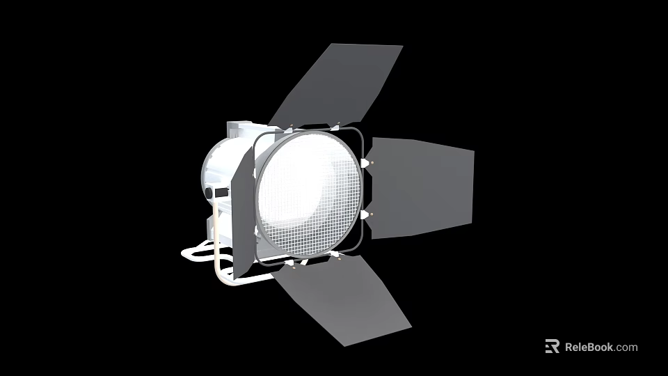 Professional Entertainment Appliance Studio Light with Round Lamp Head and Barn Doors 3d model 
