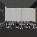Modern Meeting Room Interior With Long Tables Chairs World Map Whiteboard And Ceiling Lights