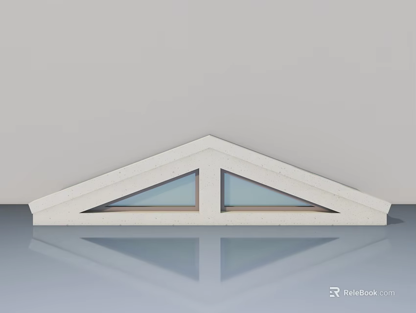 Modern White Casement Door With Glass Panels And Triangular Frame Design 3d model