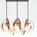 Modern Copper Circular Ring Chandelier With Three Glass Bulbs Contemporary Hanging Lighting Fixture Design