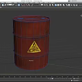 Industrial Equipment Red Metal Barrel With Yellow Warning Sign For Storage