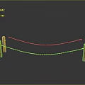 Scenic View of Yellow Posts Connected by Chains on Gray Background with Reflective Floor