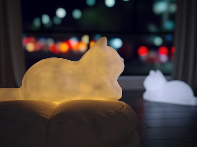 Cat Shaped Glowing Decorative Lights With Soft Illumination For Warm Night Ambient 3d model