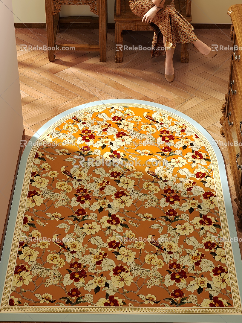 Chinese-style carpet shaped carpet foyer 3d model