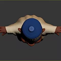 Cartoon Child with Red Blue White Hat White Robe Orange Necklaces Embroidered Chest Open Arms