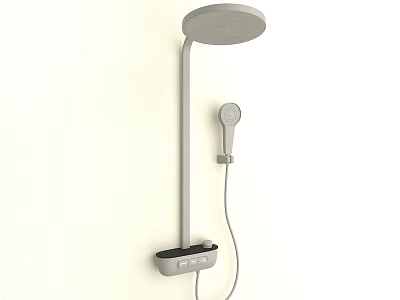 Wall Mounted Shower System with Round Rain Head Handheld Sprayer and Control Panel 3d model
