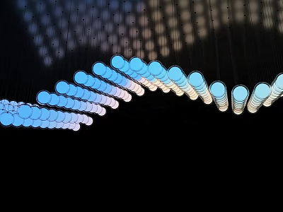 Modern Chandelier With Multiple Circular Lights Arranged In Curved Gradient Design 3d model