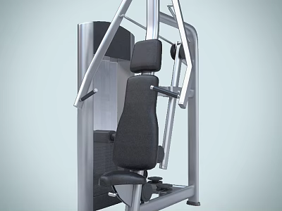 Modern Seated Chest Press Fitness Equipment With Black Seat And Silver Frame 3d model