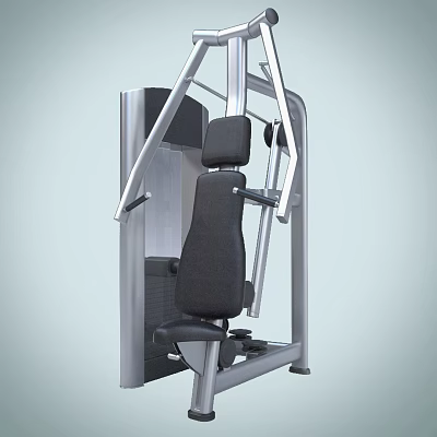 Modern Seated Chest Press Fitness Equipment With Black Seat And Silver Frame 3d model