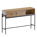 Modern Wooden Dressing Table With Drawers And Black Metal Frame Home Decor