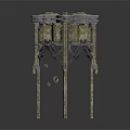 Ornate Polygonal Decorative Stand With Intricate Floral Pattern And Carved Legs