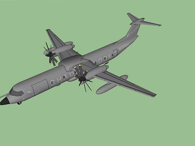 Gray Turboprop Passenger Plane With Aerodynamic Fuselage Design And Propeller Engines 3d model
