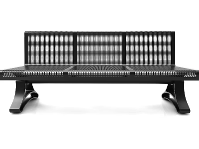 Black Metal Outdoor Bench With Mesh Design For Patio Garden Furniture 3d model