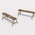 Two Rustic Wooden Benches With Natural Wood Grain And Simple Design