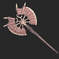 Ornate Axe Weapon Featuring Metallic Spiked Head And Intricate Textured Handle