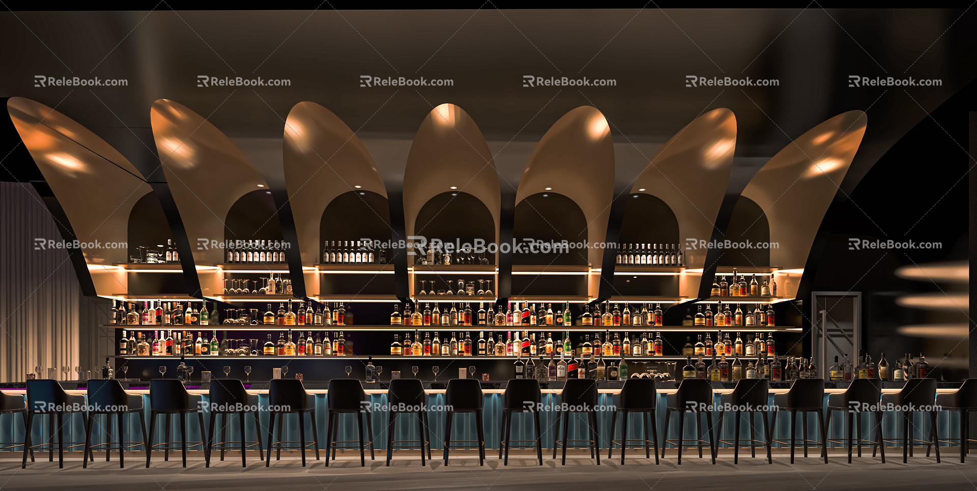 Modern Bar Clear Bar Bistro Bar Tacaza Area Bar Counter Cashier Counter Wine Cabinet 3d model