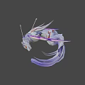 White Fox Game Movie Character With Red Accents Multiple Tails And Purple Pink Bow Flying