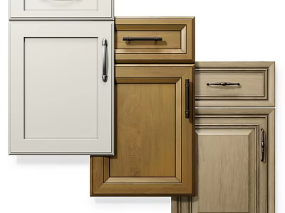 Different Styles Of Cabinet Doors With Wooden And White Finishes For Kitchen Design 3d model