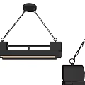 Modern Black Metal Rectangular Pendant Light With Chain Hanging And Soft Illumination Design