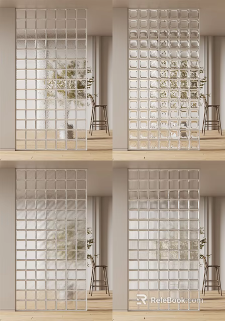 Modern Glass Partition Design For Stylish Home Interior With Grid Pattern 3d model 